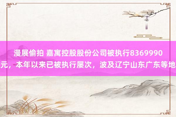 漫展偷拍 嘉寓控股股份公司被执行8369990元，本年以来已被执行屡次，波及辽宁山东广东等地