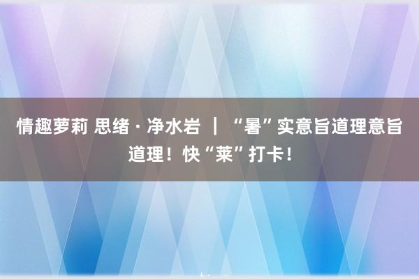 情趣萝莉 思绪 · 净水岩 ｜ “暑”实意旨道理意旨道理！快“莱”打卡！